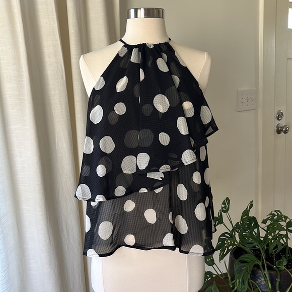 Who What Wear Tiered Tank Blouse in Polka Dot NWT XS - Picture 11 of 11
